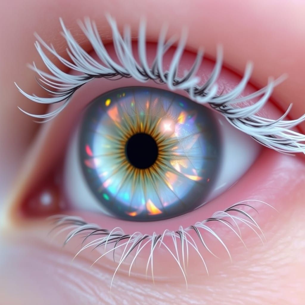 Opal Eye with Iridescent Iris and Ethereal Makeup