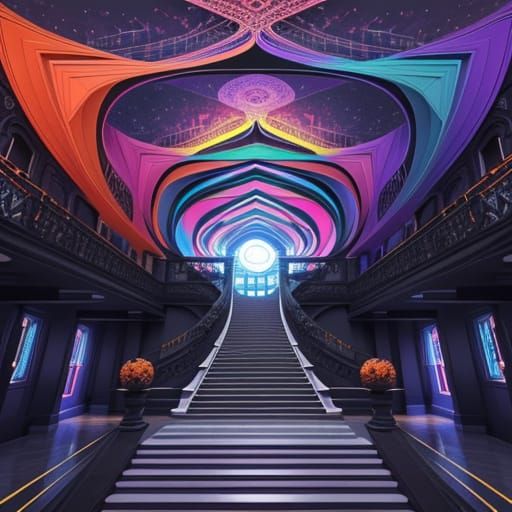 Ethereal Grand Hall in Triadic Colors