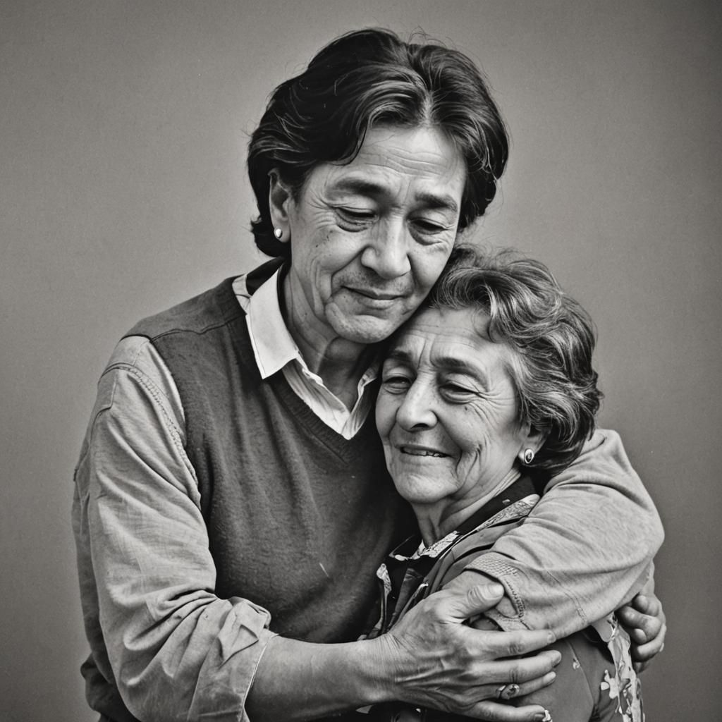 A Man's Loving Embrace with His Mother