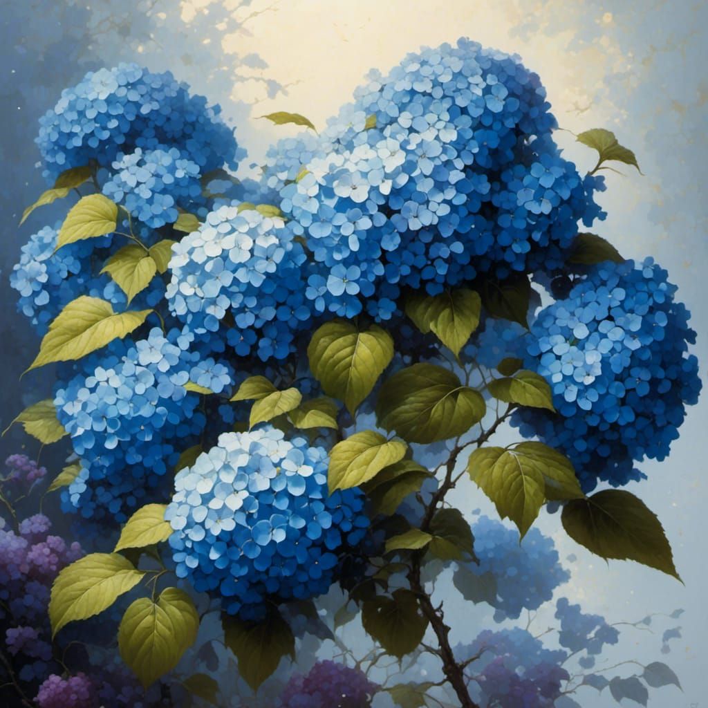 Dark Blue Hydrangea from New Zealand, Enigmatic Style