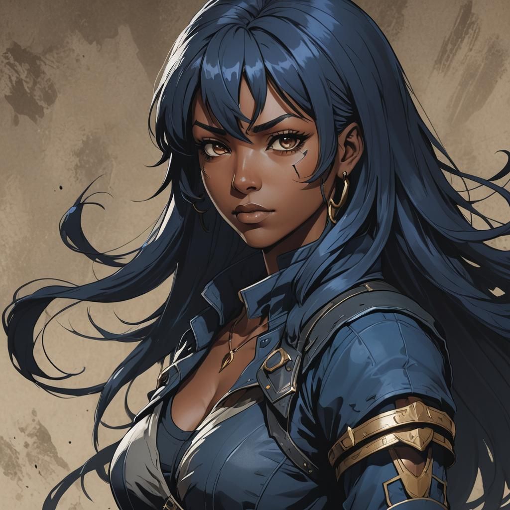 Anime Portrait of a Black Female Assassin