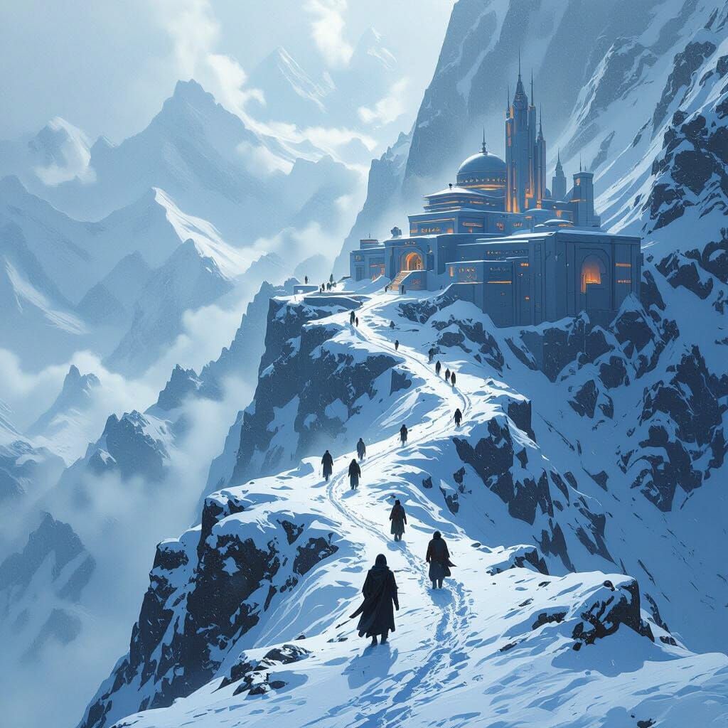 Devotees Brave Snow Squall on Treacherous Path to Futuristic...