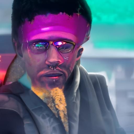 Malcolm X in Cyberpunk Neon Style