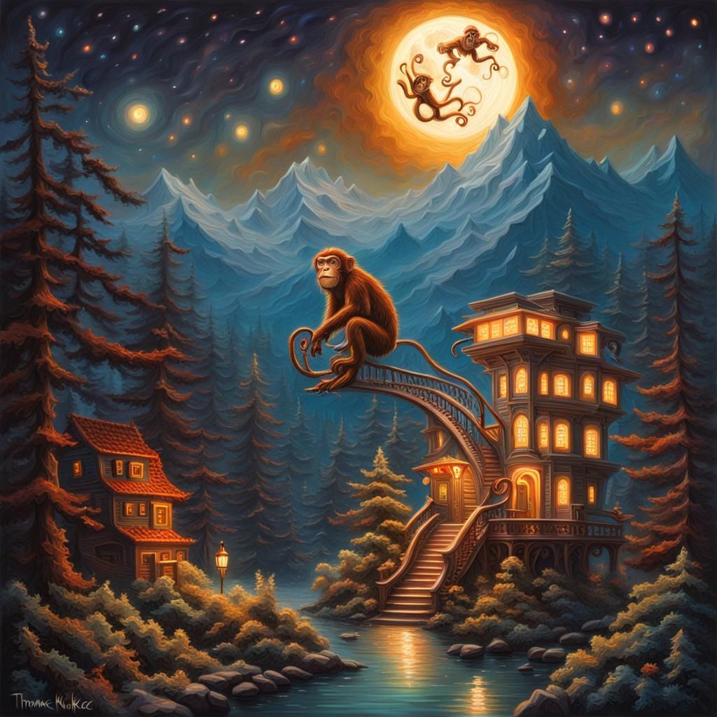 Monkey in Moon Light: Retrofuturistic Quilling Sci-Fi