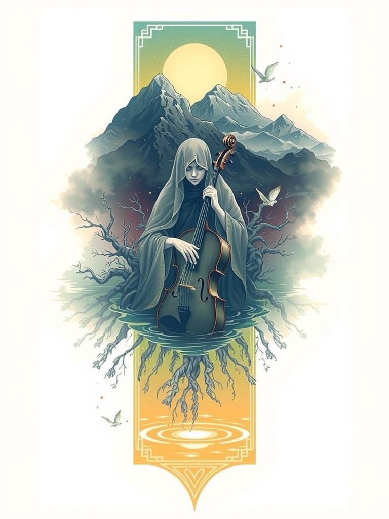 Sacred Mountain Goddess Amidst Celestial Skies and Crystal L...