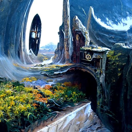 Fantasy World Portals as Oil Painting