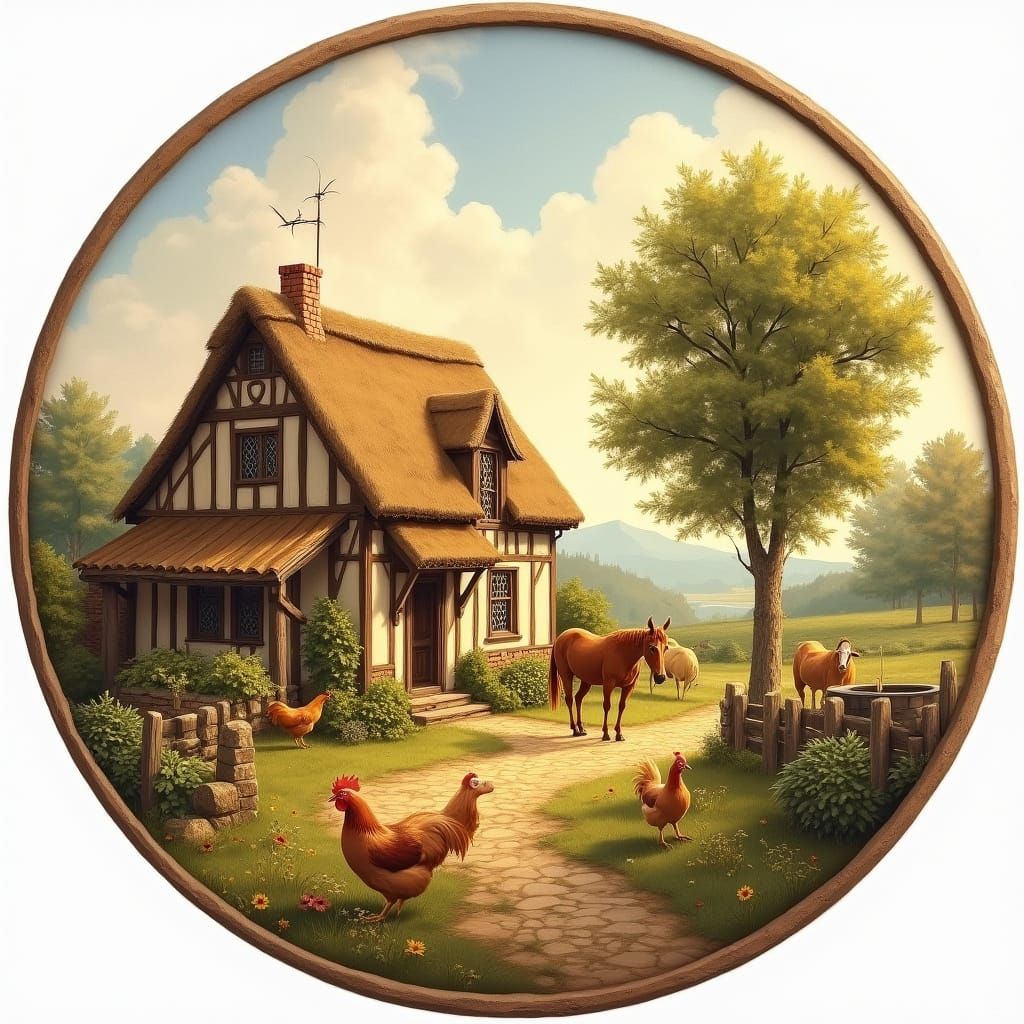 Rustic Farmhouse Logo with Golden Light and Earthy Tones