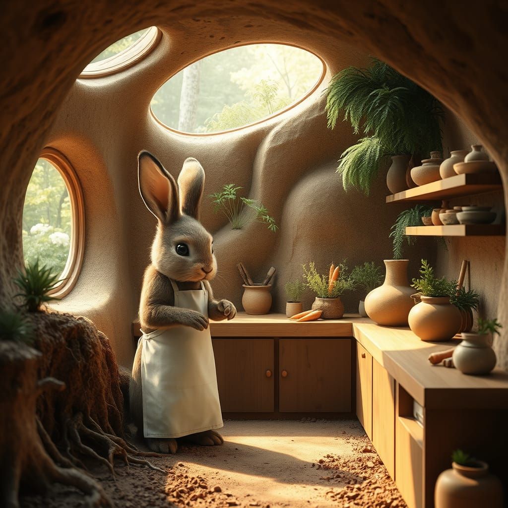 Whimsical Organic Rabbit Home in Scandinavian Style