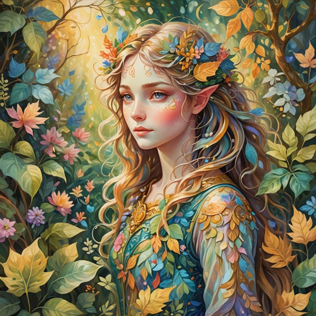 Vibrant Mythical Creature in Impressionist Garden