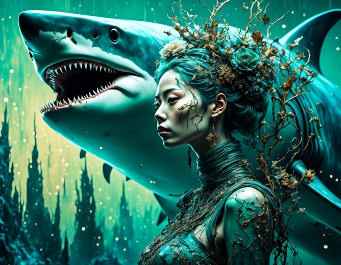 Detailed Ice Shark in Dramatic Fantasy Lighting