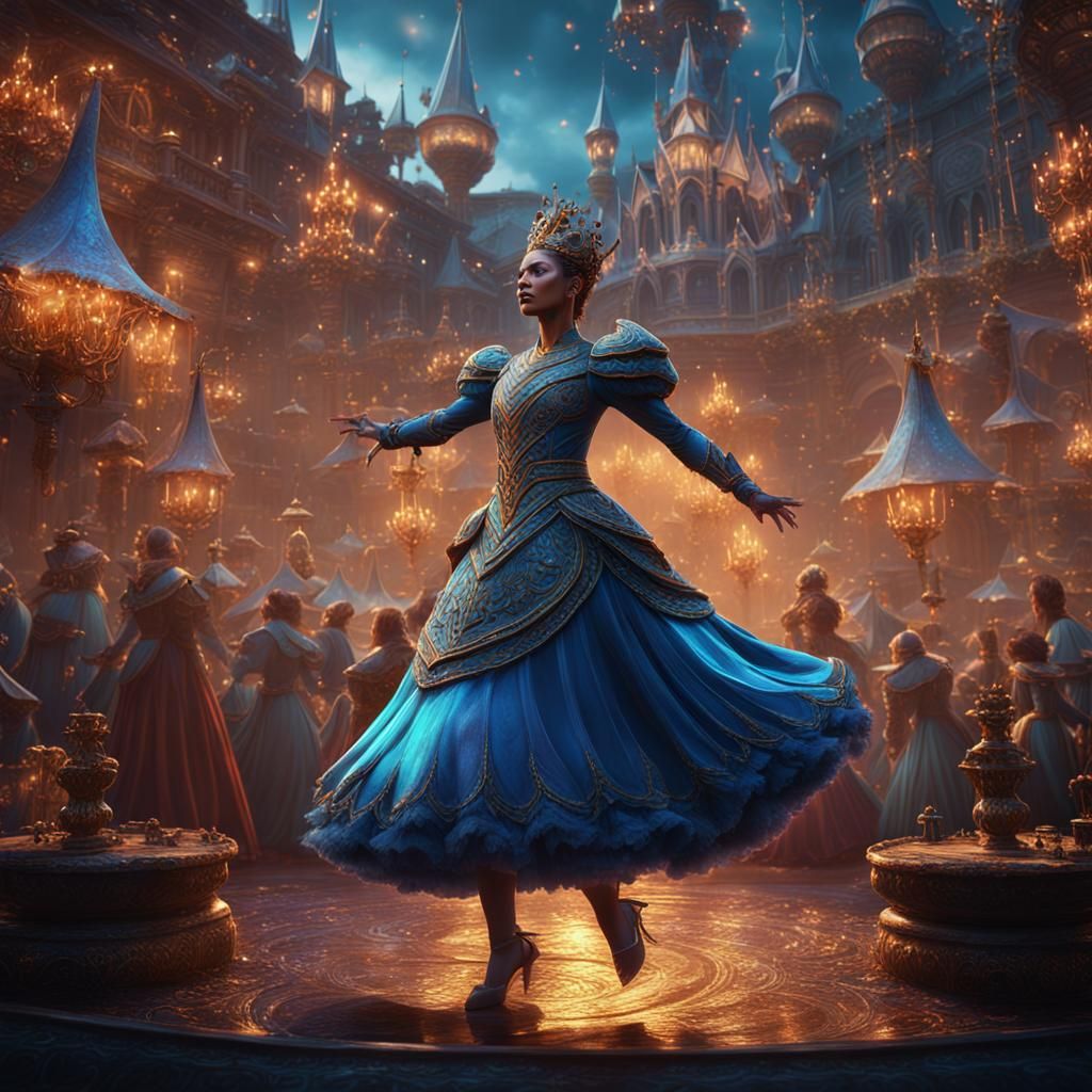 Dancing Queen in Detailed Matte Painting Style