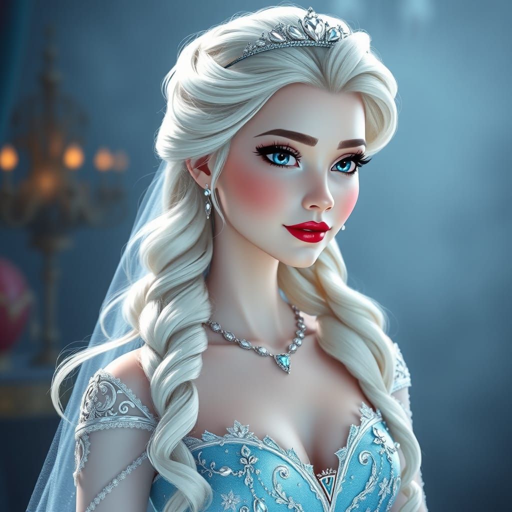 Live-Action Disney Elsa in Diamond Wedding Dress