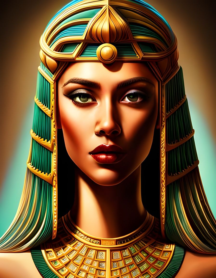 Hyperrealistic Cleopatra Portrait with Dramatic Lighting