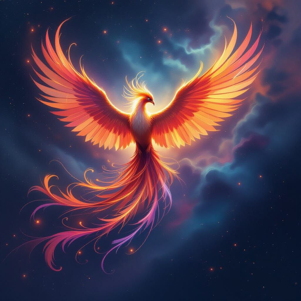 Majestic Phoenix Rises From Cosmic Nebula