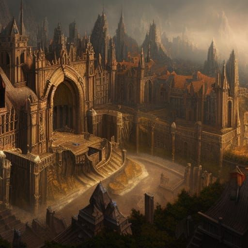 Detailed Medieval Matte Painting in Deep Color