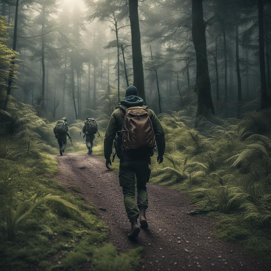 Dramatic Zombie Survival in Overgrown Forest: Cinematic Film...