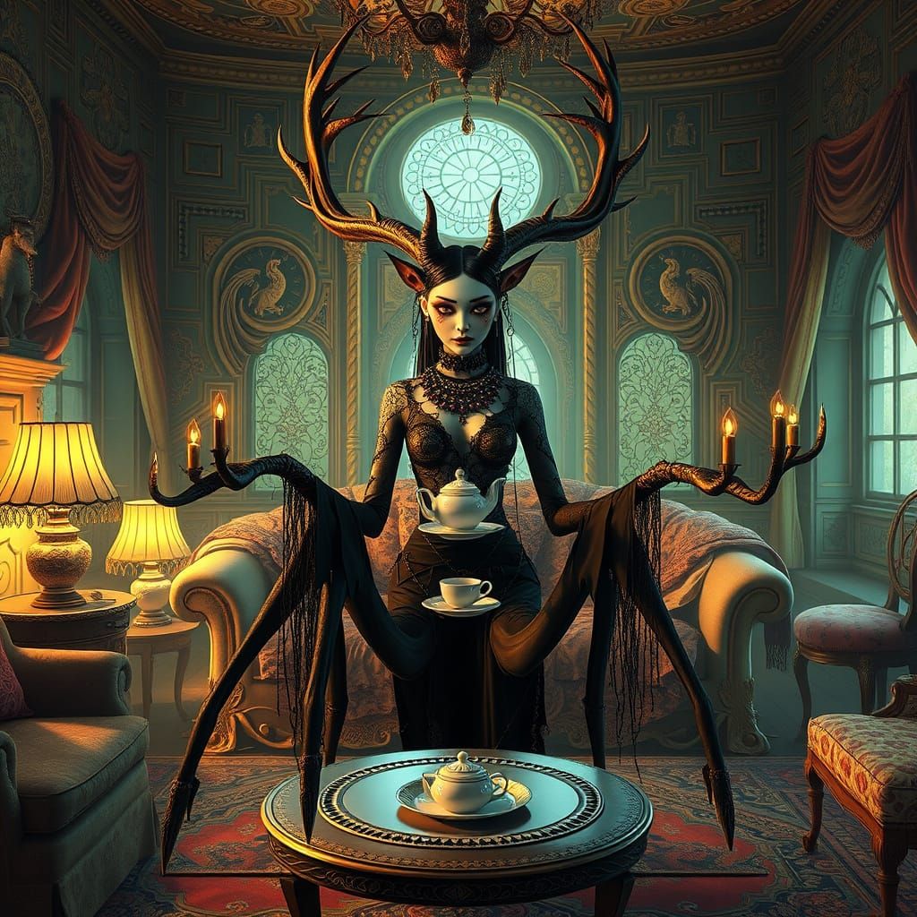 Creepy Antlered Beauty Invites You For Tea