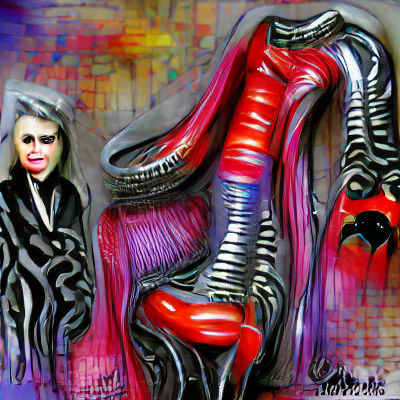 Fashionable Cruella De Vil in Giger Mixed Media