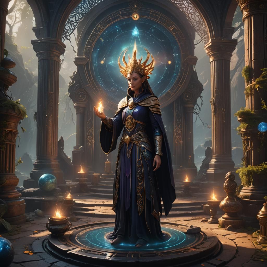 Starseed Oracle Scrying: Detailed Fantasy Concept Art