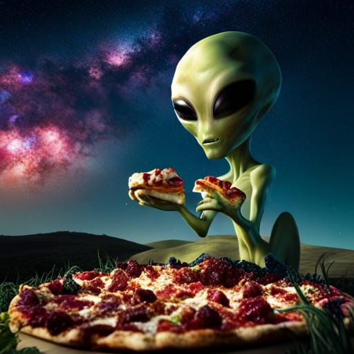 Alien's Pizza Night: Cel-Shaded CGI Art