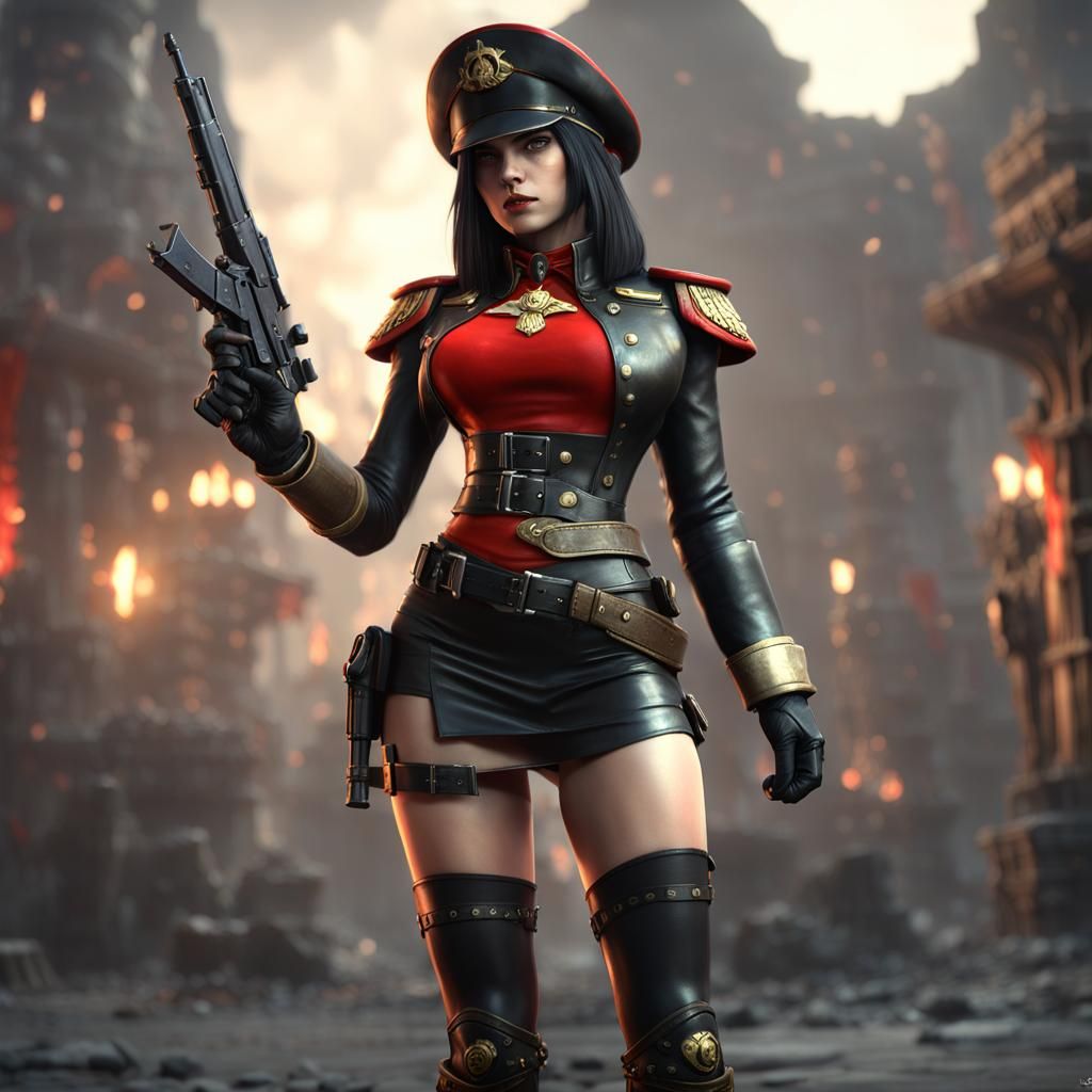Epic Female Commissar in 3D Rendered Style