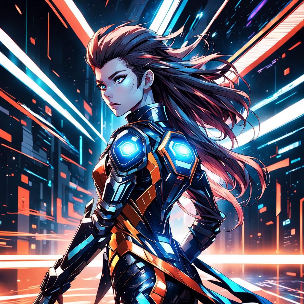 Anime Waifu in High-Tech Environment: Studio Trigger Style