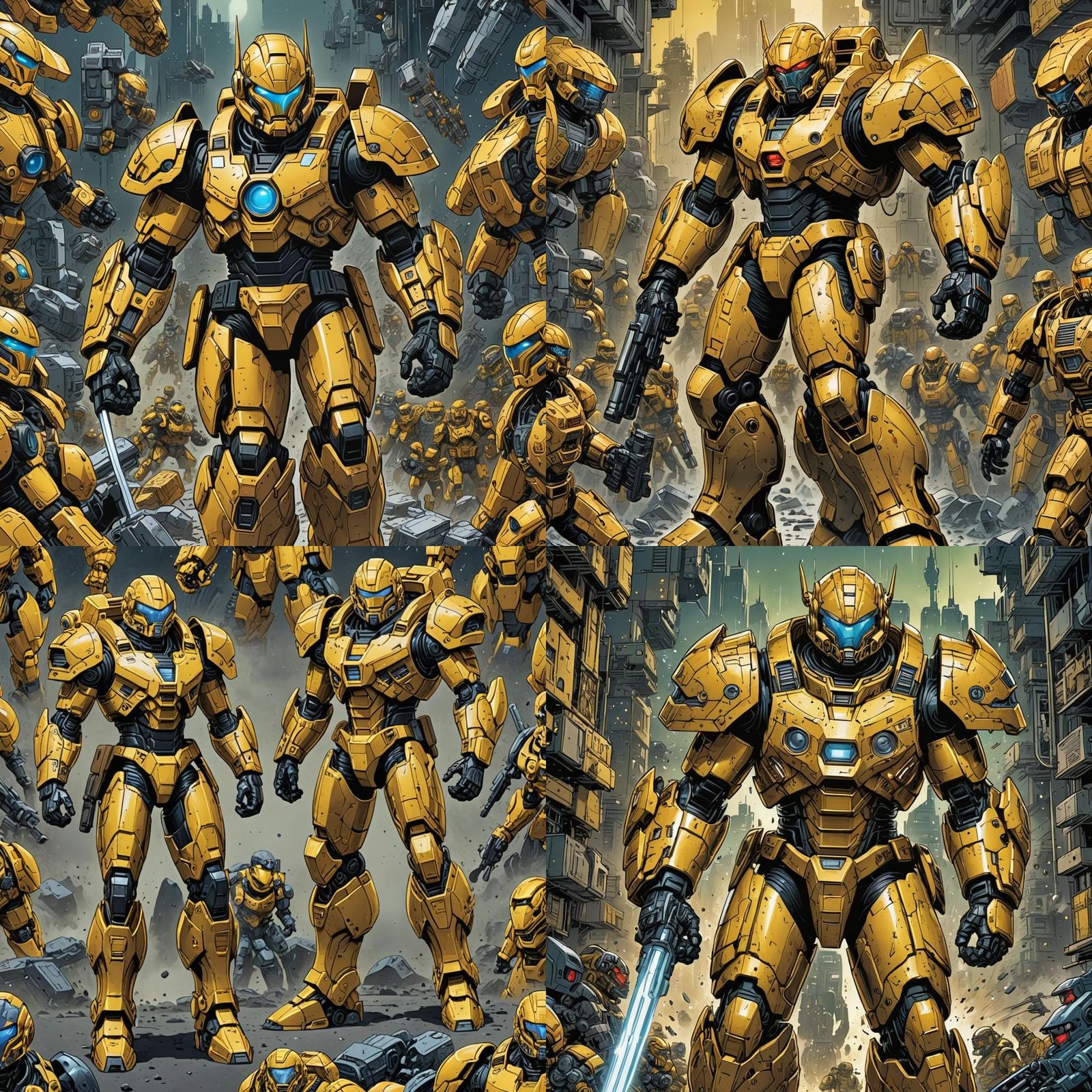 Comic Book Character in Yellow Armor Art