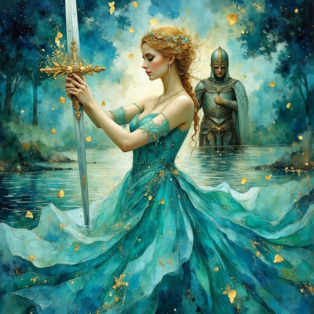 Lady of the Lake with Excalibur Sword