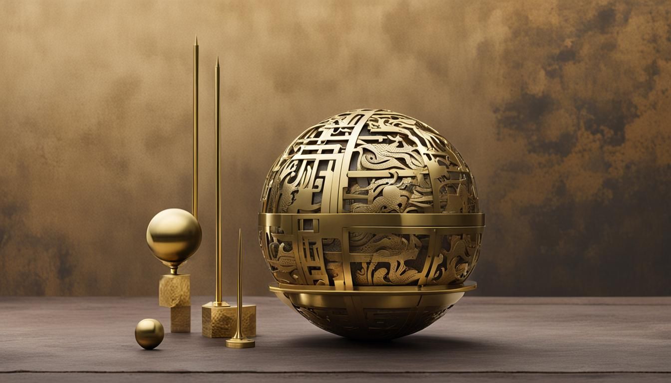 Neo-Realist Brass Sphere in Wilderness