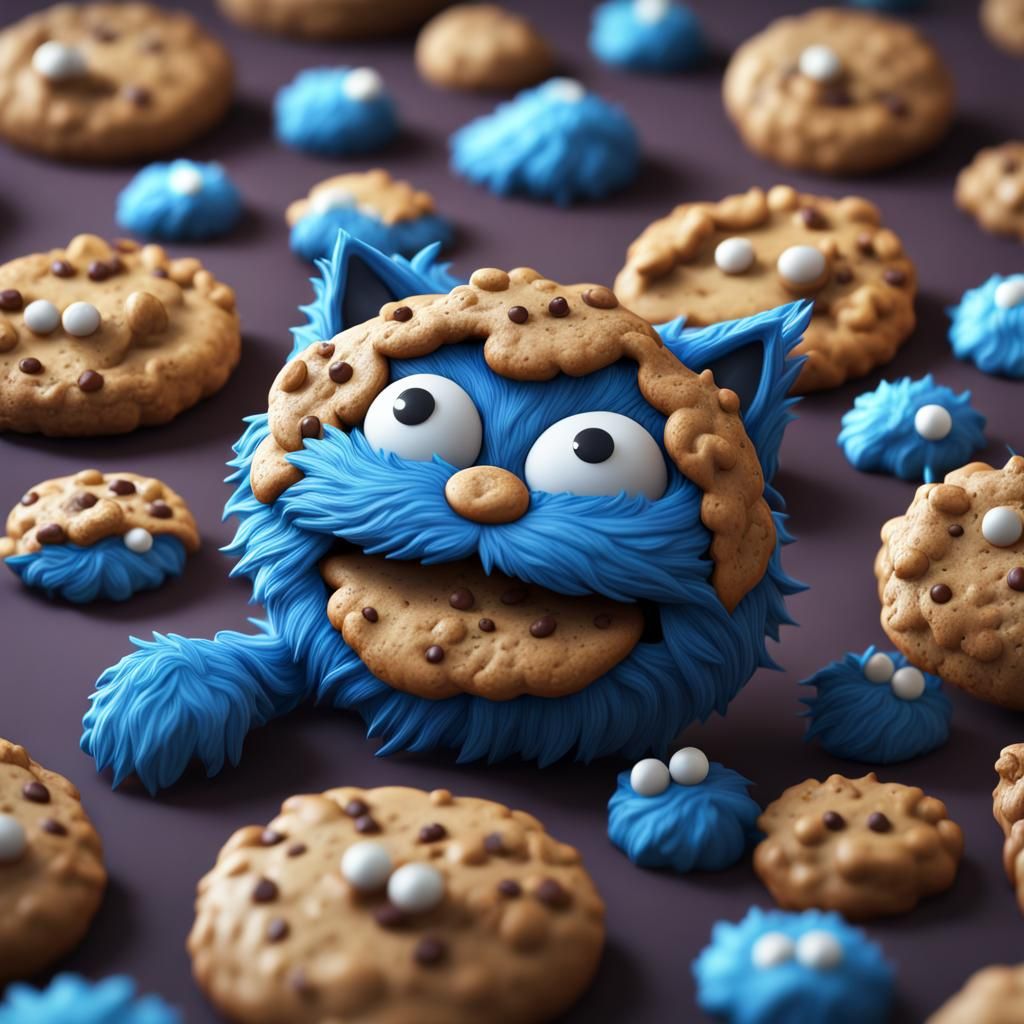 Cat Cookie Monster: Detailed Matte Painting