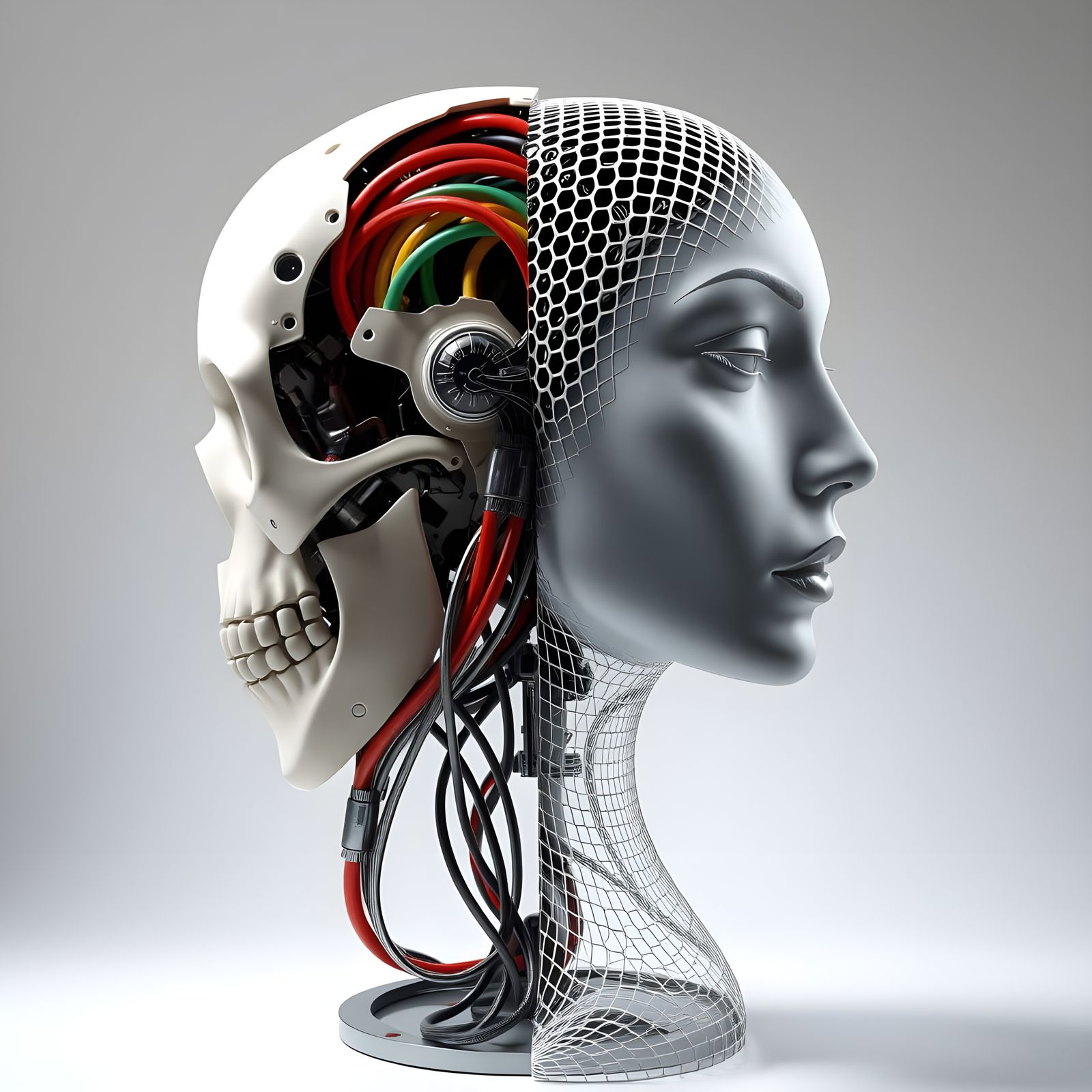 Biomechanical Sculpture: Cybernetic Skull and Generative Des...