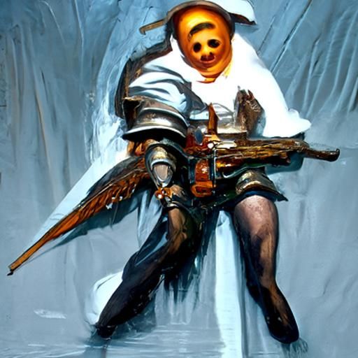 Game Developer's Avatar in a Perilous World, Oil Painting