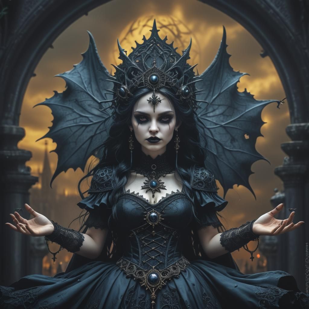 Hyperrealistic Gothic Goddess in High Definition