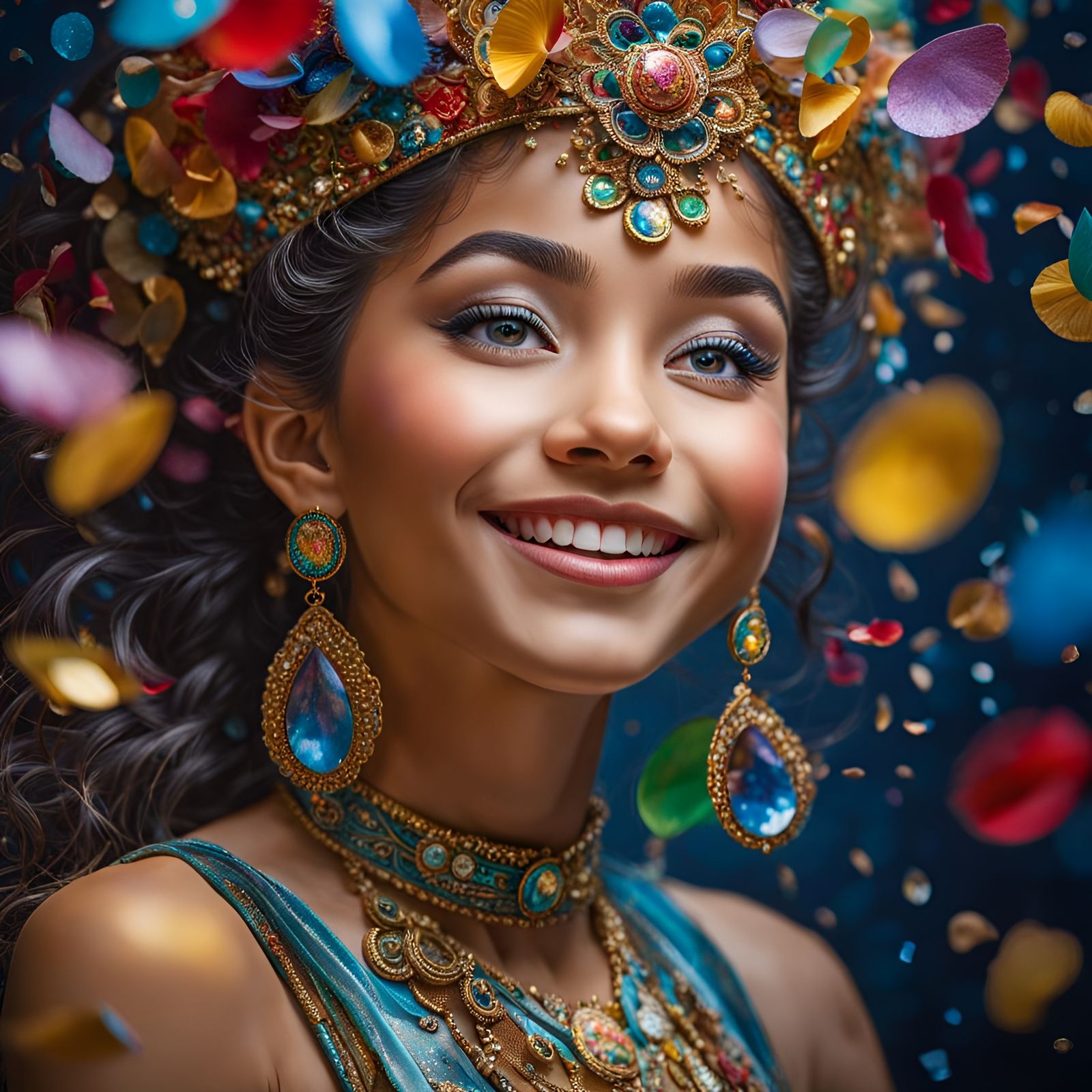 Confetti Rain on Dancer, Visionary Art Style