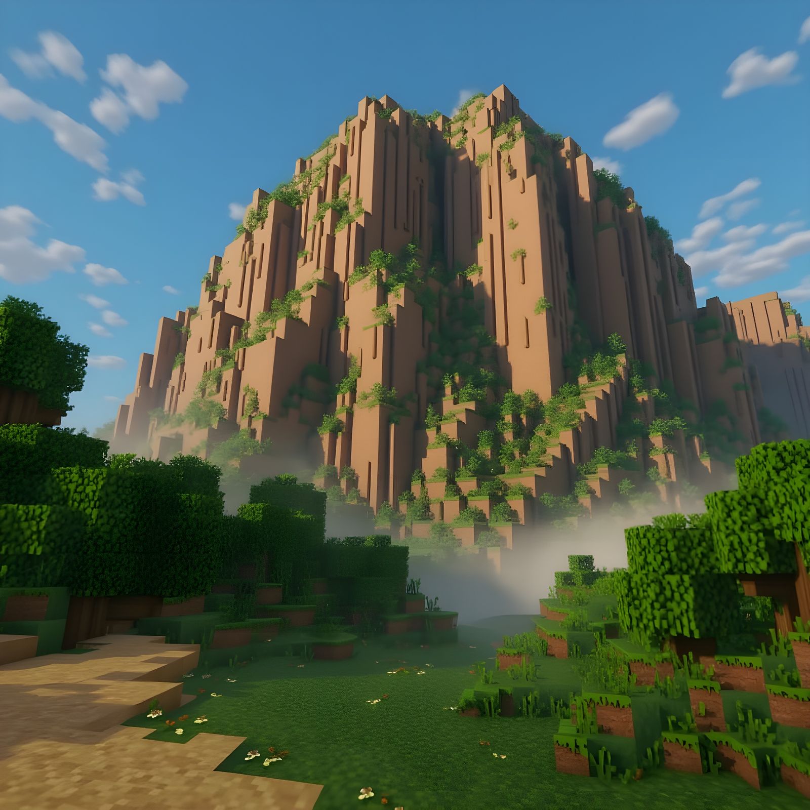 Ethereal Minecraft Mountain Landscape in Cinematic Style