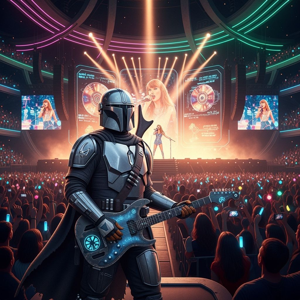 Mandalorian at Taylor Swift Concert in Retro-Futuristic Styl...