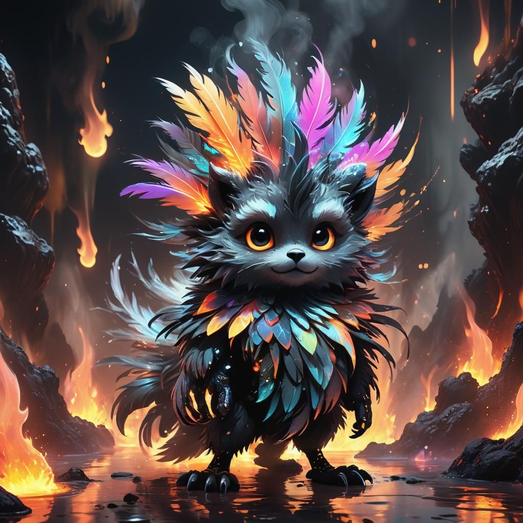 Liquid Creature in Sci-Fi Neon Ink Splatter Art