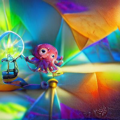 Octopus Tosses Amplituhedron Toy in Empty Void