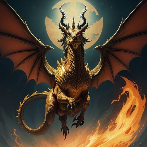 Majestic Dragon in Golden Illumination