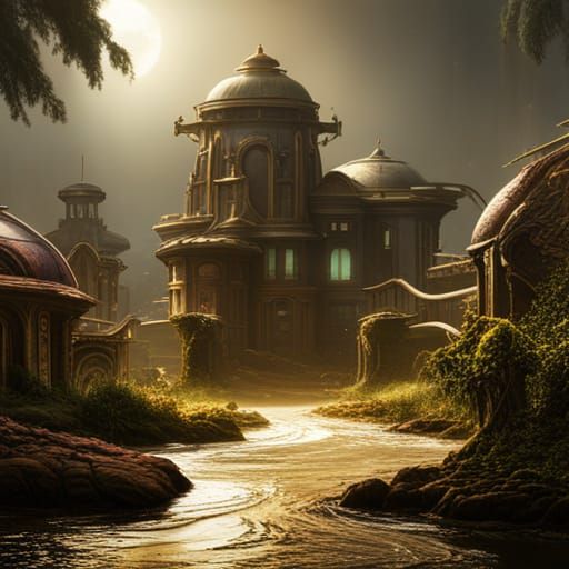 Fantastical Alien Home in Detailed Matte Painting