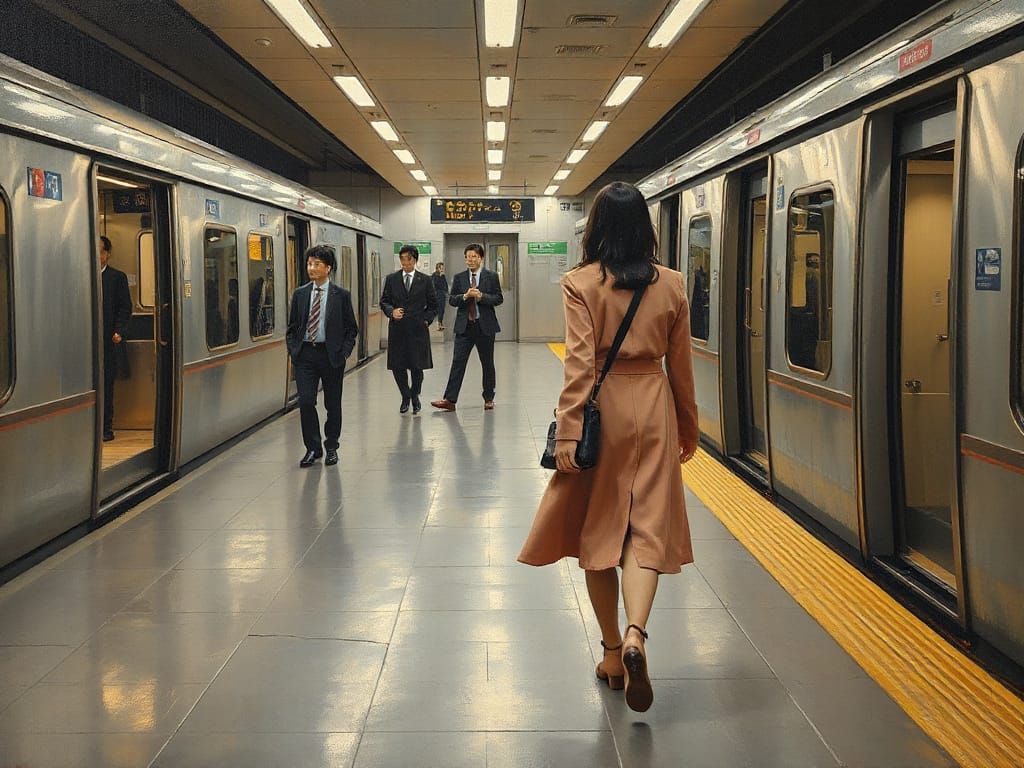 Tokyo Subway Scene in Expressive Urban Realism