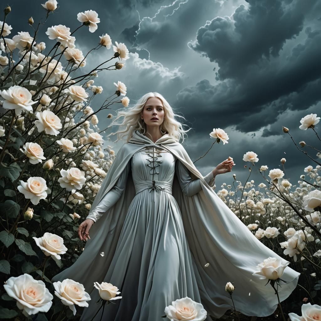 Ethereal Woman in Surreal Dreamscape