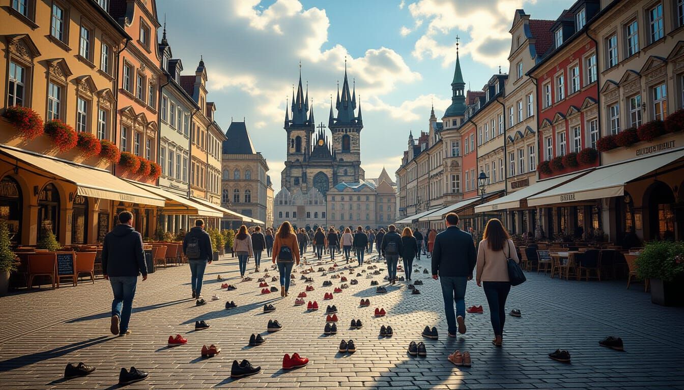 Town Square Invasion of Bare Feet