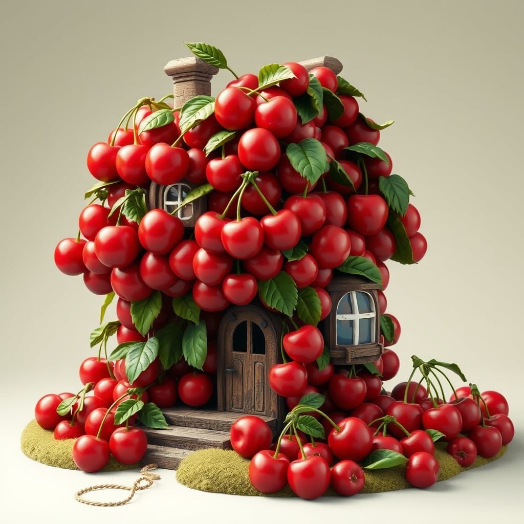 Whimsical Cherry Mansion in Vibrant Fantasy Style