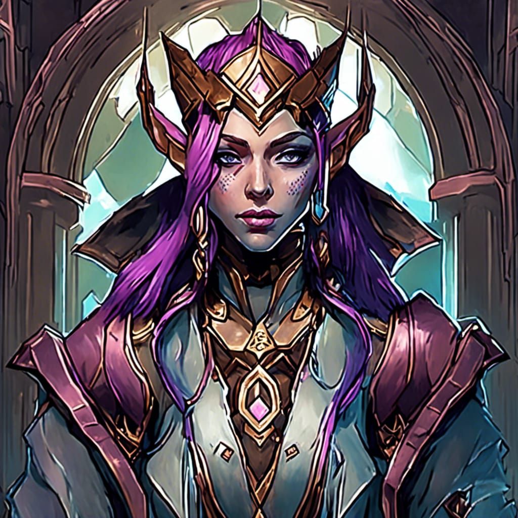 Punk Goth Elf Artificer: Detailed Digital Portrait