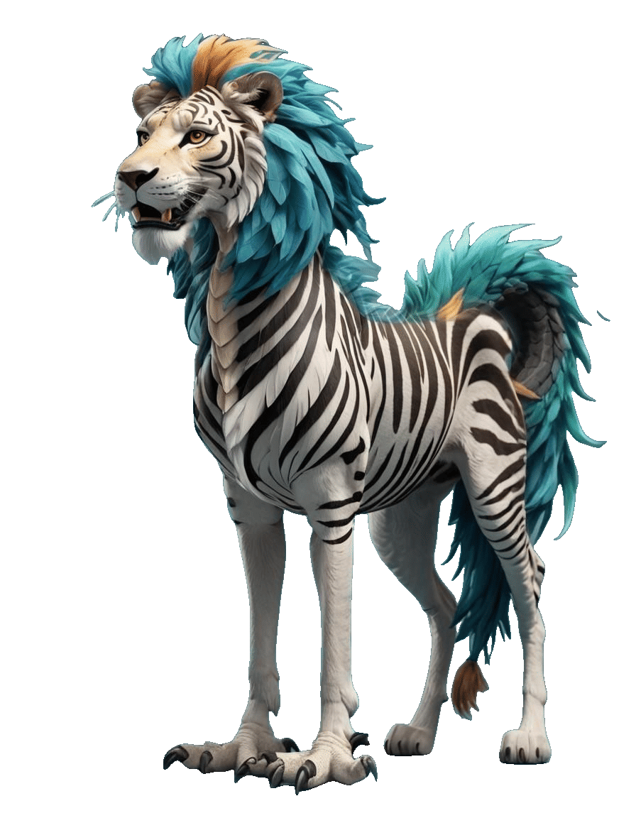 Lion with Feathered Mane and Talons as 3D Art