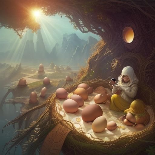 Surreal Fantasy Art: Cell Phone Eggs Hatching