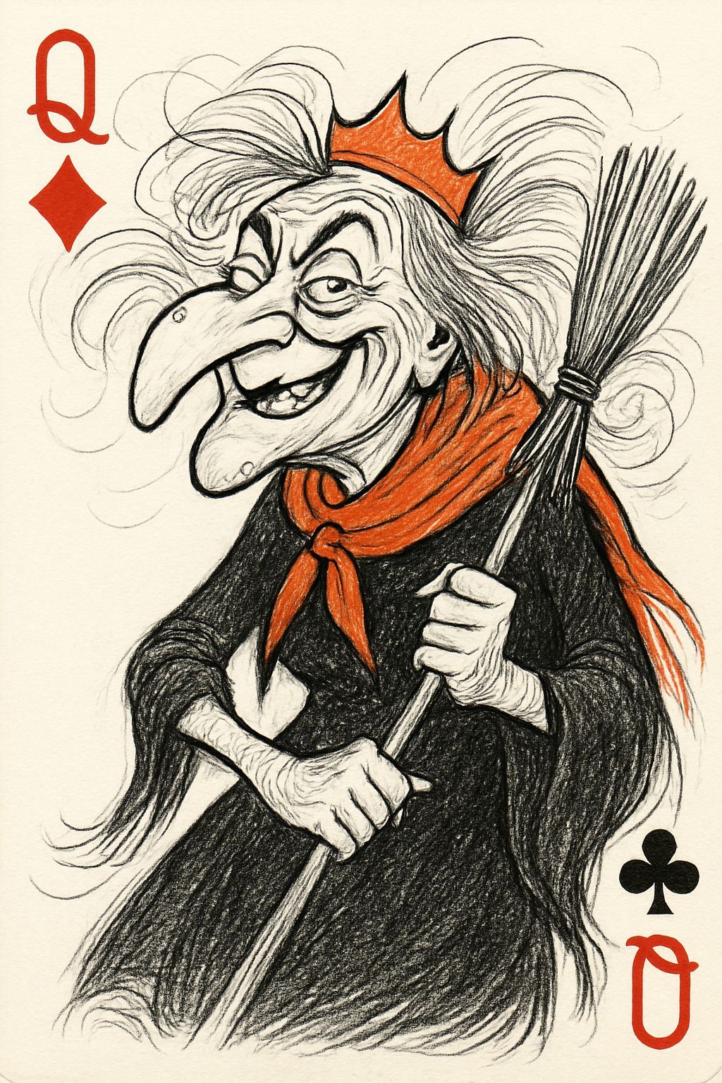 Queen of Diamonds Caricature Sketch