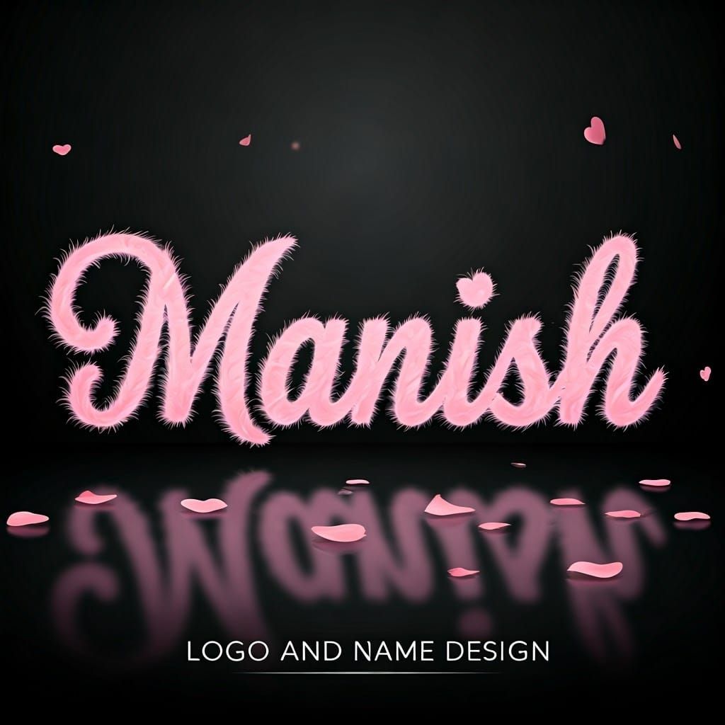 Feather Heart Name Design: "Manish" Logo