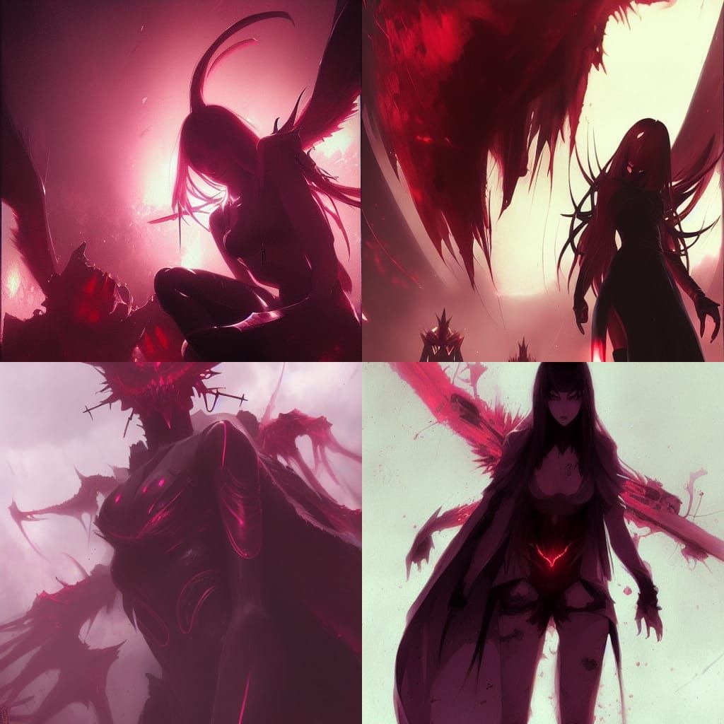 Anime Electronic Demon in Red and Violet